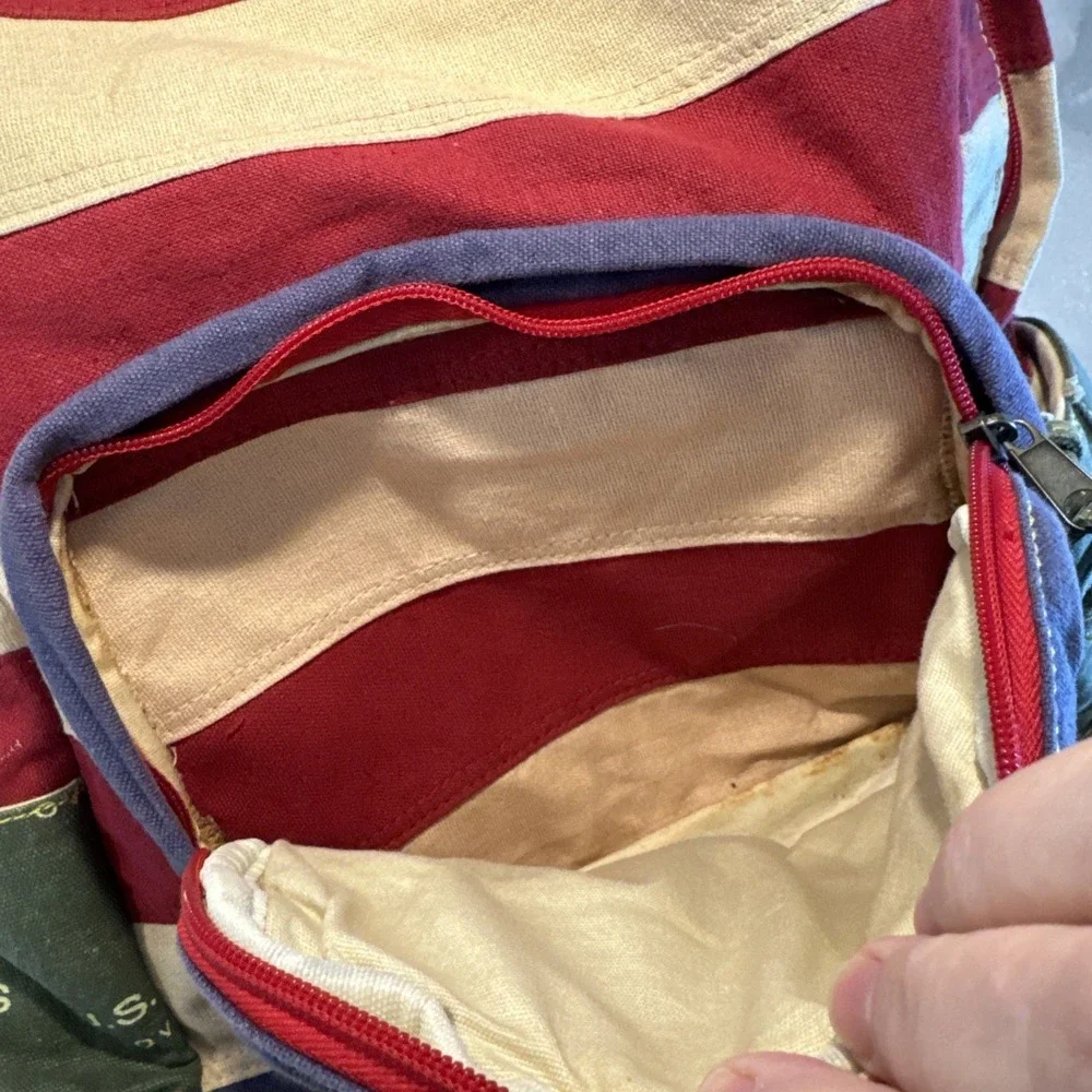 Tigerbear Republik Vintage US Surplus Heavy Canvas Backpack With US Flag‎ GW999